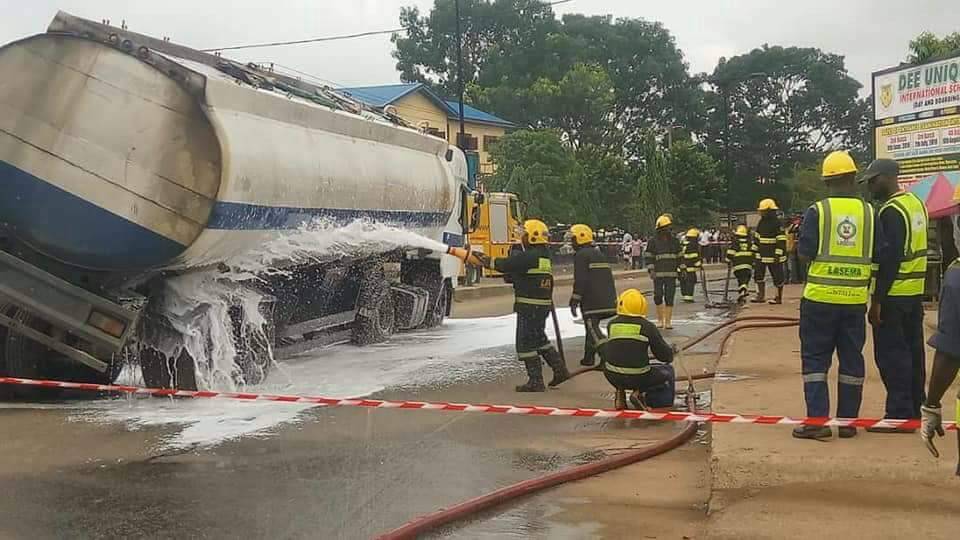 Fire averted at Iyana-Ipaja as tanker overturns