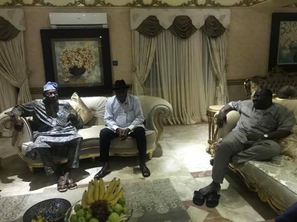 Photos of Former presidents Obasanjo, Jonathan at a meeting