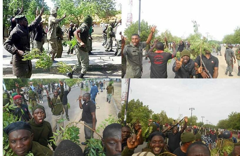 Watch as Police protest unpaid wages in Borno state