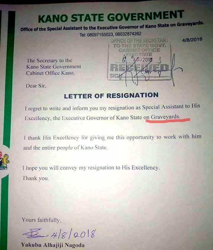 Special assistant to Kano governor on graveyards resigns