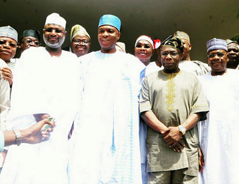 Photos: Senate President, Bukola Saraki pays former president Obasanjo a visit
