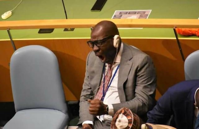 Edo State governor dozes off as Buhari delivers speech at UN