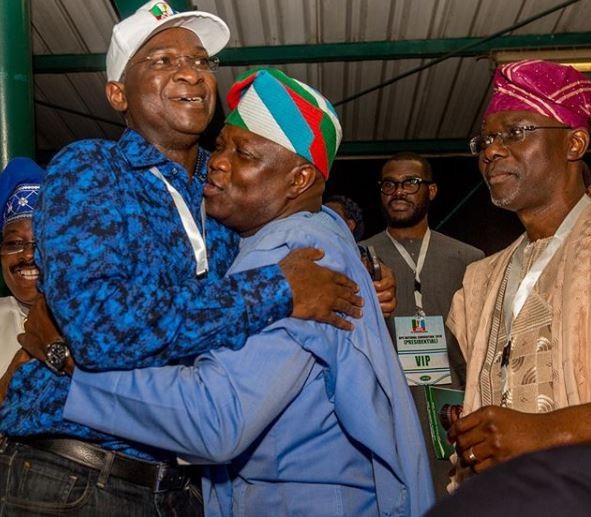 Fashola, Ambode reunite at APC presidential primary