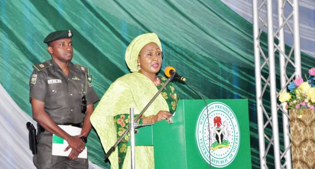 Aisha Buhari asks Nigerian men to fight the ‘two men hindering this government’