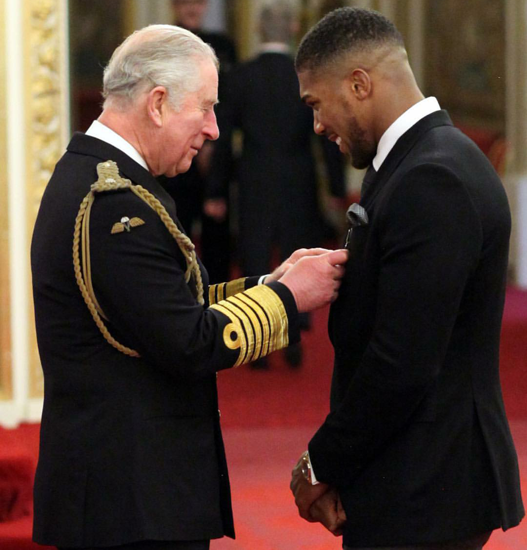 Anthony Joshua receives OBE from Prince Charles