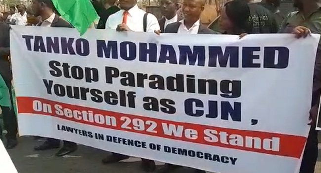 Lawyers, CSO protest Onnoghen’s removal, want Mohammed suspended (photos)