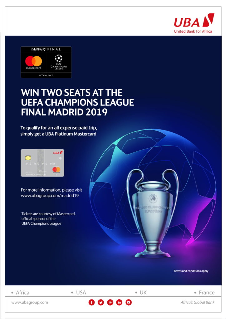 UBA Mastercard holders to win all-expenses-paid trip to UEFA champions league finals