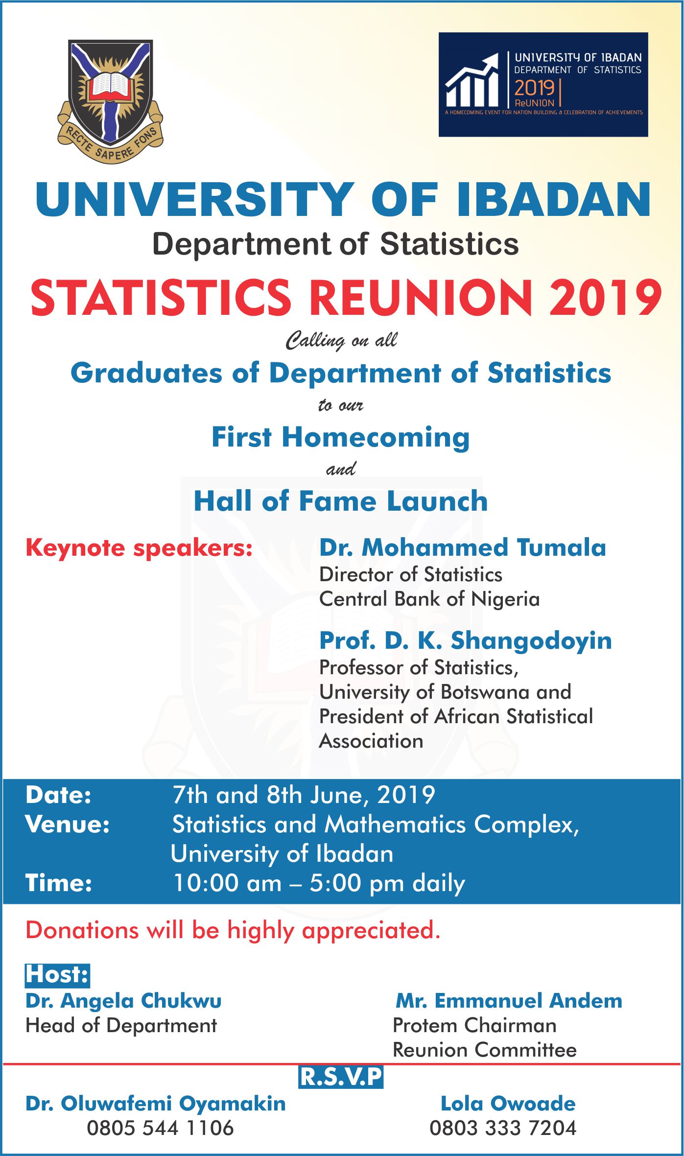 Statistics graduates UI, to hold first home coming/reunion  