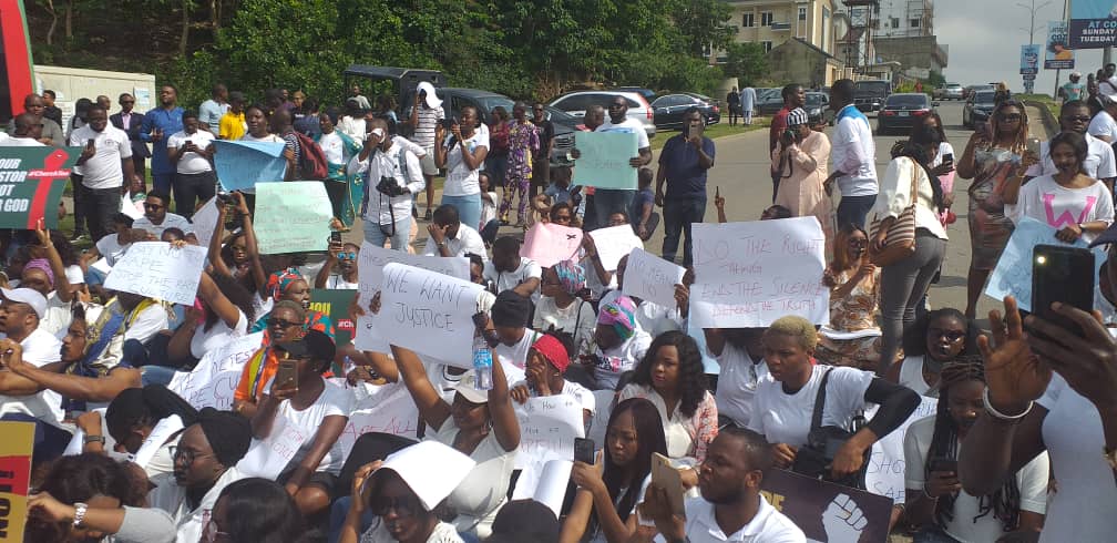 Photos: Protesters storm COZA Abuja, Lagos against Biodun Fatoyinbo