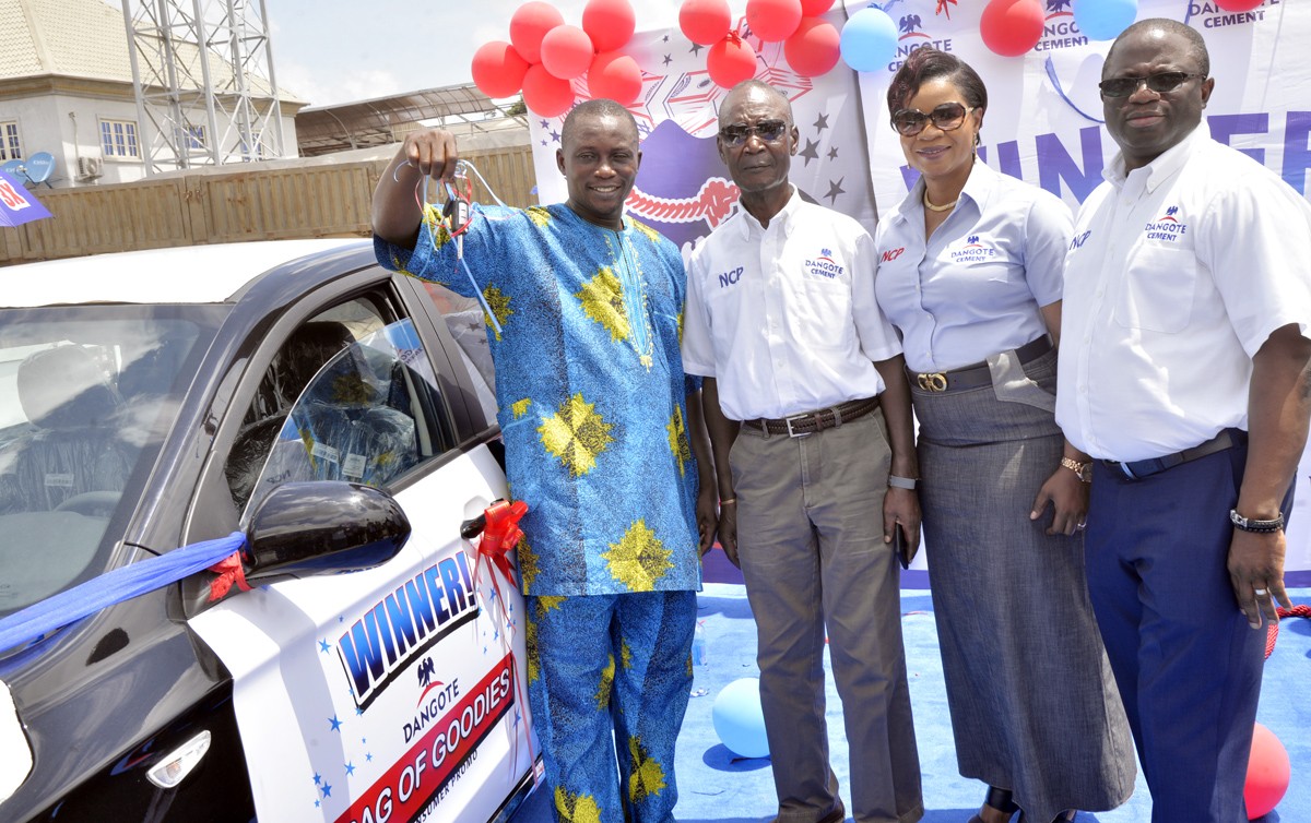 Abraka based retailer wins a car in Dangote Cement Bag of Goodies Scratch and Win Promo