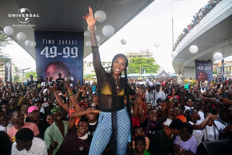 Tiwa Savage launches new single, ‘49-99’ under Obalende bridge