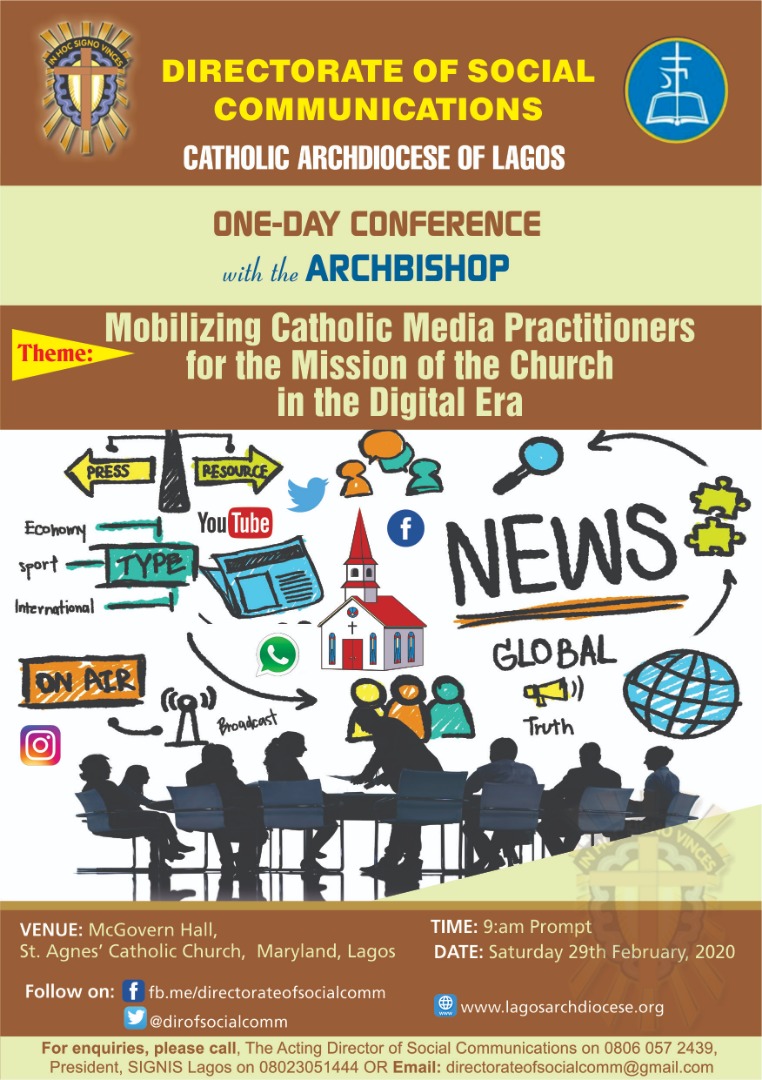 Catholic Archdiocese of Lagos set to hold conference for media practitioners