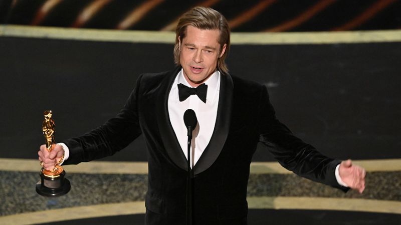 Brad Pitt wins his first Oscar in his entire acting career