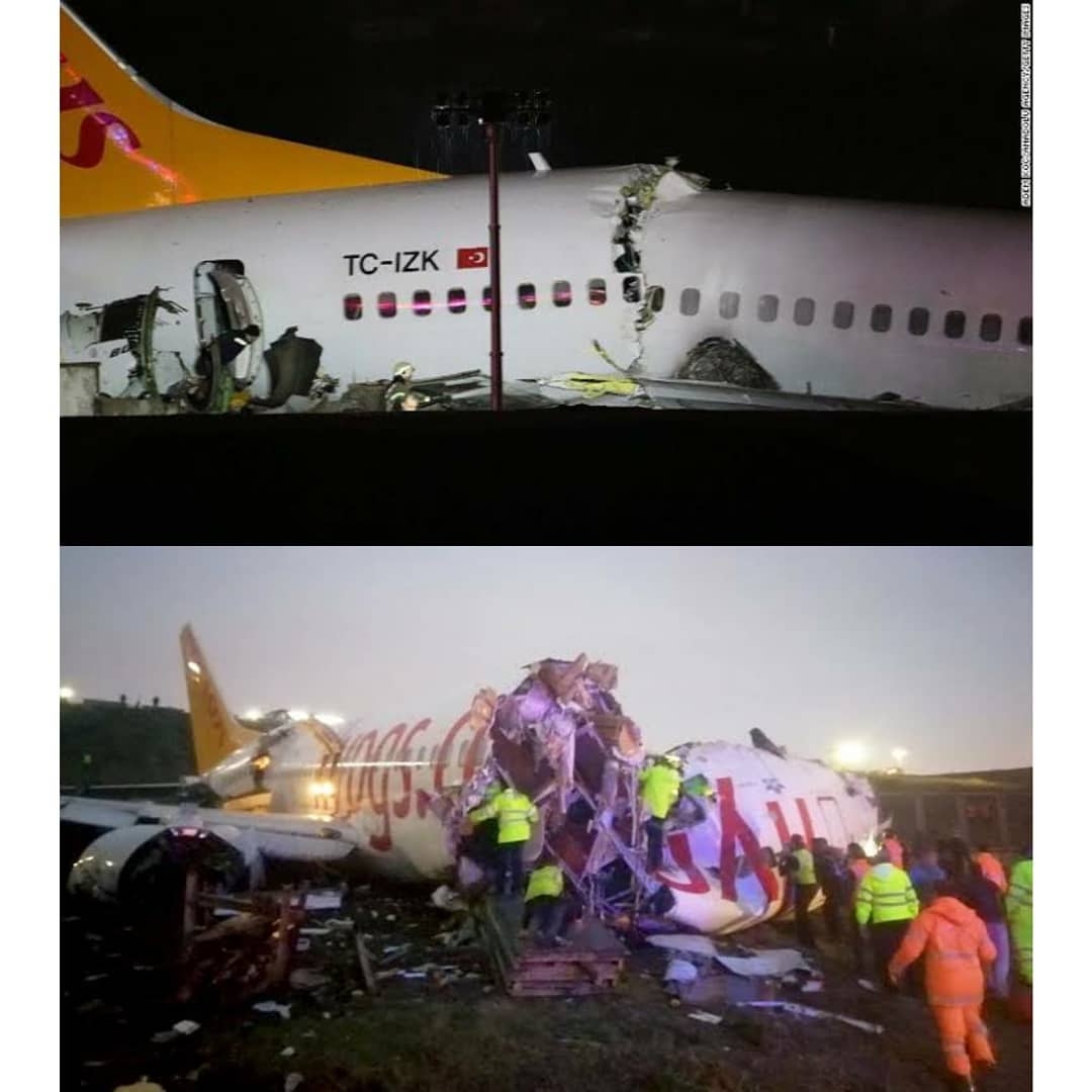 One dead, 157 injured as Turkish plane breaks into three