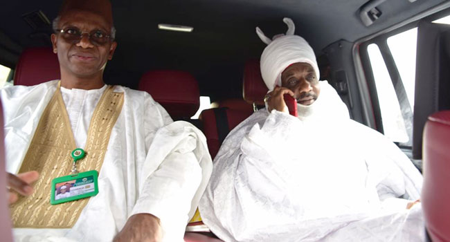 El-Rufai visits Sanusi, leads him out of Nasarawa to Lagos