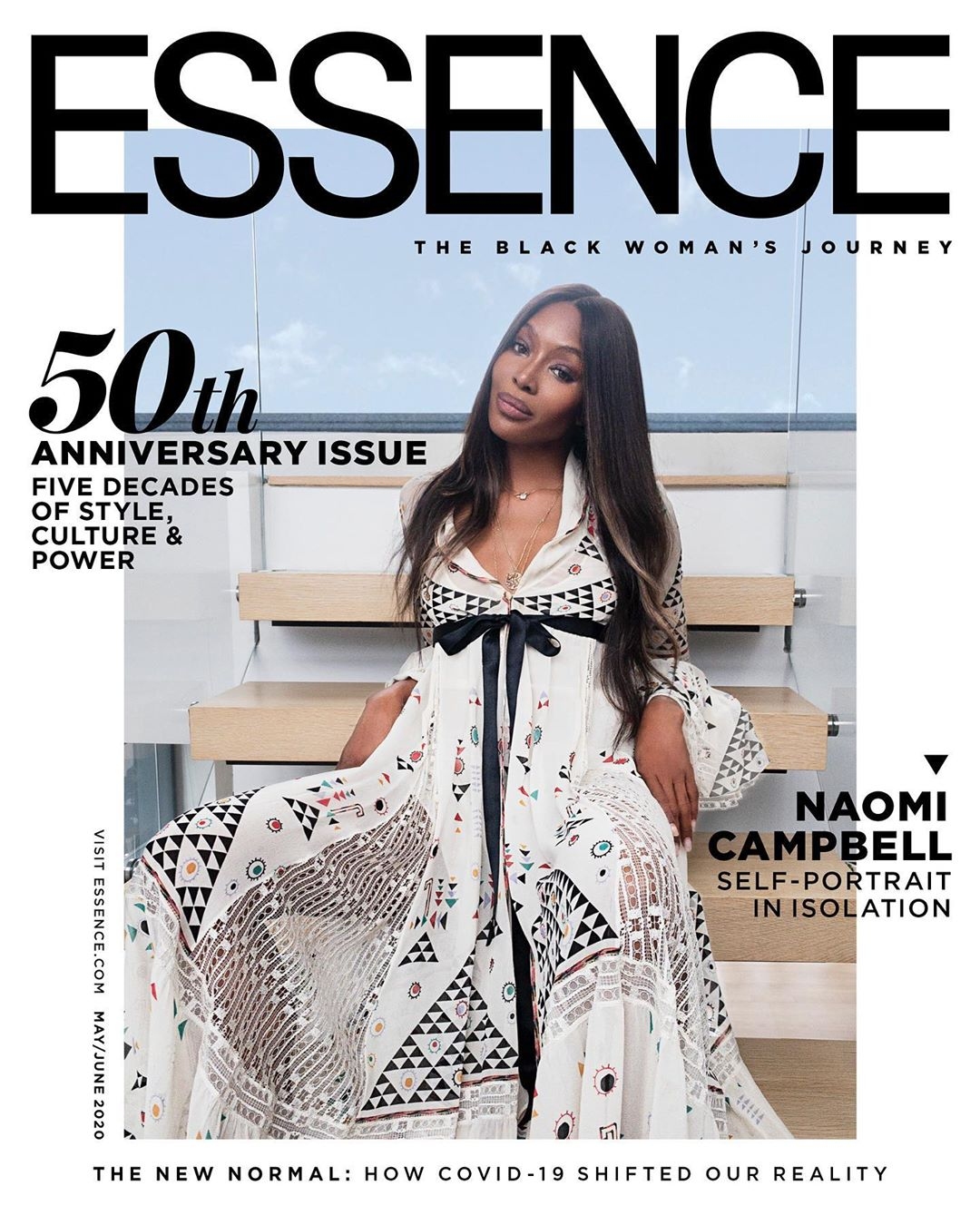 Naomi Campbell photographs herself for Essence 5Oth anniversary cover