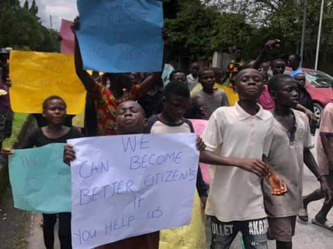 Street children protest at Governor’s office, Calabar against witchcraft allegations