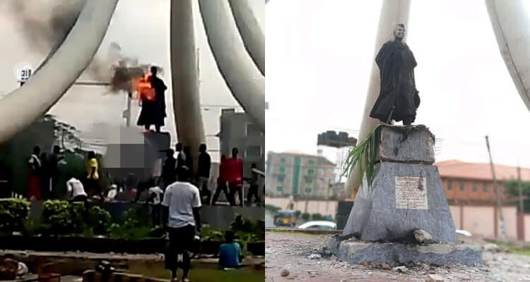 Thugs burn Zik’s statue in Anambra, say he caused their problems
