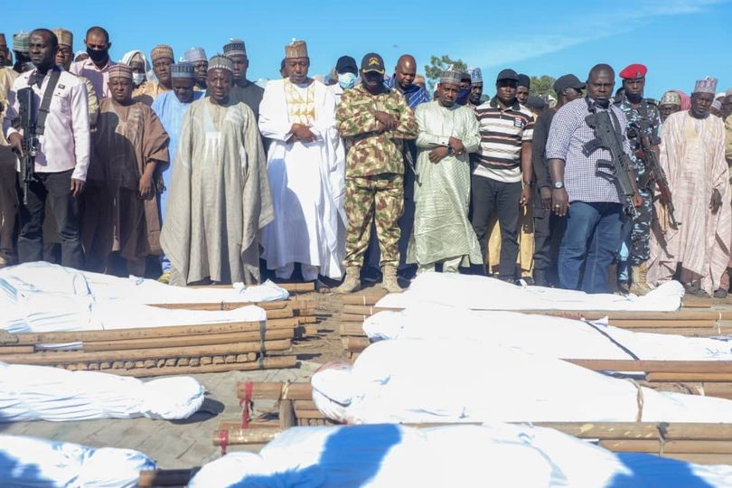 Zulum leads funeral of 43 farmers beheaded in Borno by Boko Haram