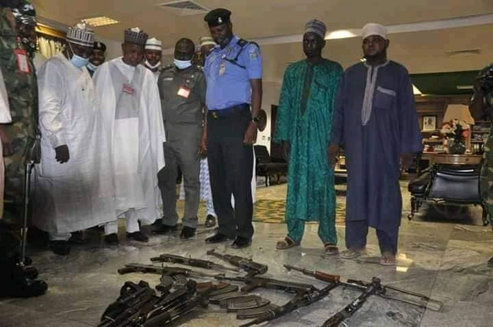 Repentant terrorists surrender ten AK 47 rifles to Gov Masari