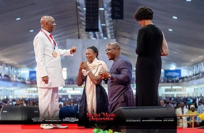 Tokyo 2020: First Nigerian athlete to win medal, Ese Brume fulfills promise, decorates Bishop Oyedepo with medal (Photos)