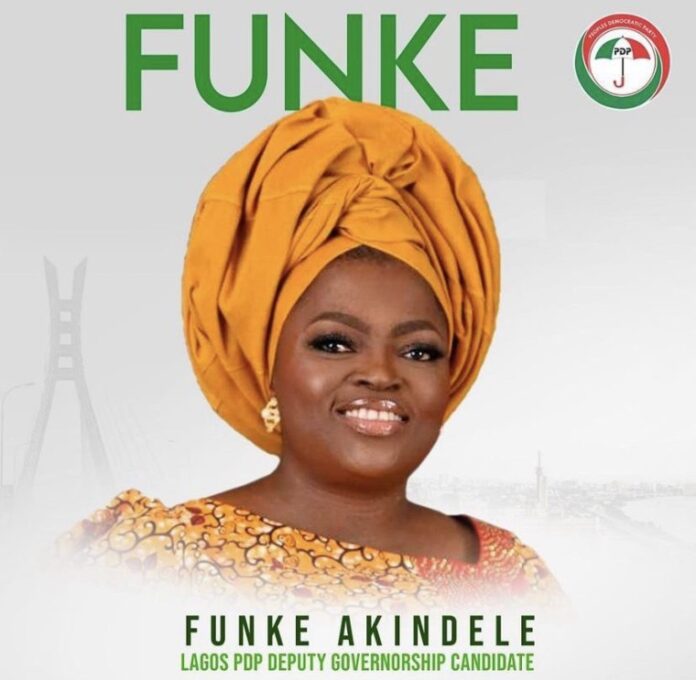 Lagos PDP deputy governorship candidate, Funke Akindele drops husband’s name from campaign poster
