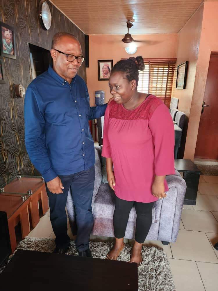 Peter Obi visits woman stabbed in face on election day