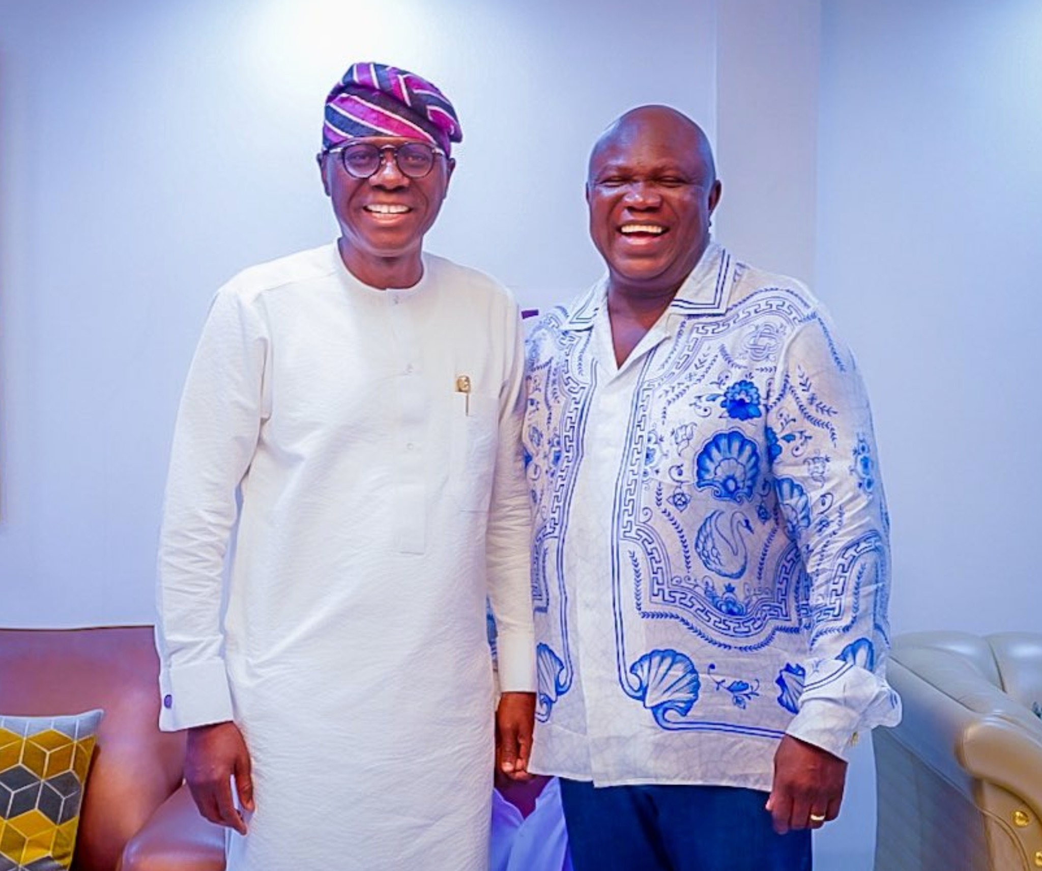 Sanwo-Olu puts differences with Ambode aside, visits him during 60th birthday