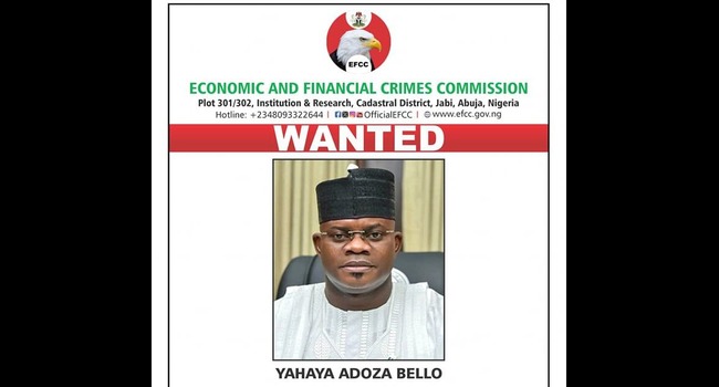 EFCC declares Ex-Kogi Gov, Yahaya Bello, wanted