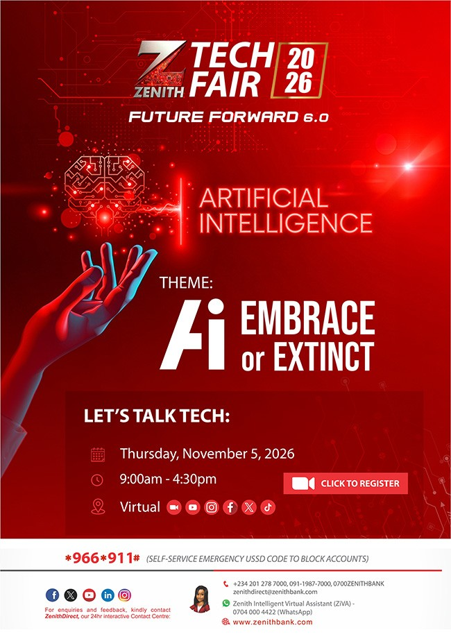 Zenith Bank unveils Tech Fair 6.0, challenges Nigerians to embrace AI